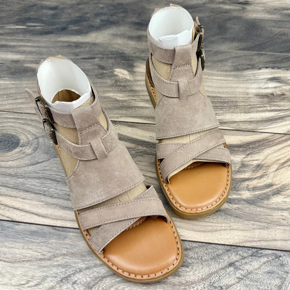 NEW BOC Born Dora 7M 37-38 Taupe Suede Gladiator Sandals - Picture 2 of 9